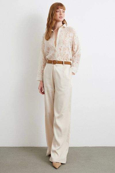 Never more Jacquard transparent shirt cream