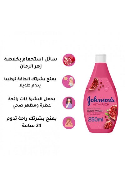 Johnson Johnson's Pomegranate Body Wash 250ml