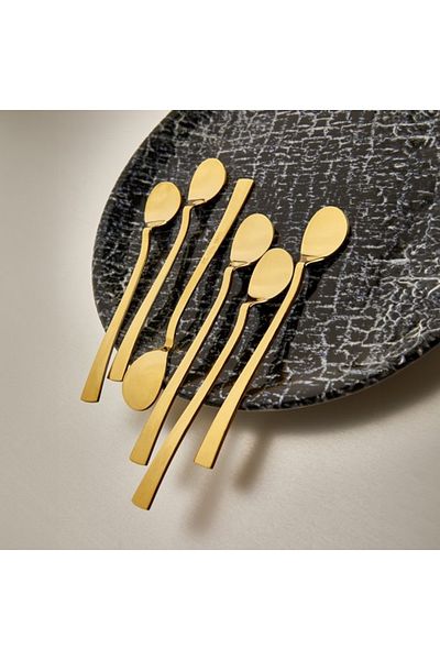 ÖZLİFE Tea Spoons 6 Pieces Stainless Steel Gold Plated