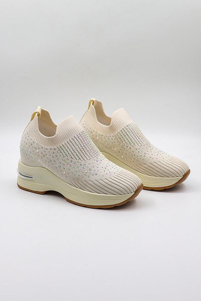 KRISTE BELL Stone Detailed Sneaker Women's Sports Shoes Kb008 Beige