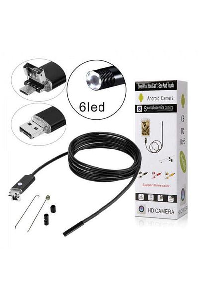 FOXMAG24 Cameră endoscop Android 2în1, HD, 6 LED, Micro USB, OTG/UVC, 8mm, 10m