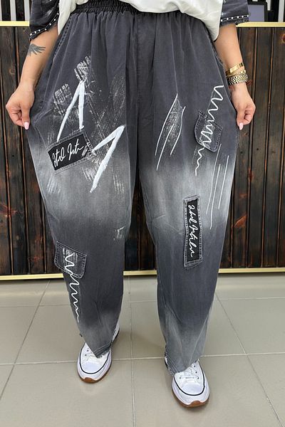 GÖKSEL Thin Jeans Silvery Trousers Super Battal Large Size
