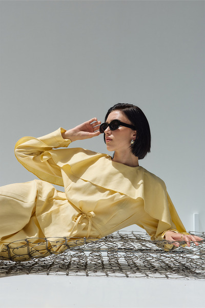 SENA GÜVEN Perna Keten Bluz Sarı