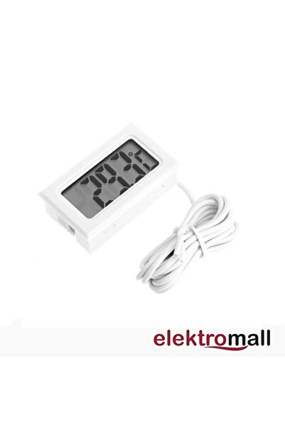 ELEKTROMALL Mini Dijital Termometre Sıcaklık Ölçer - Beyaz (PİL DAHİL)