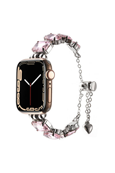 System Com Apple Watch 38mm Sys Krd-115 Band with Color Stone Design-Rose Pink