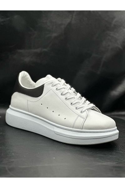 BESS SHOES Genuine Leather White Men's Sports Shoes Orthopedic, Lightweight, Comfortable, Non-Slip Sole, Casual Sneaker