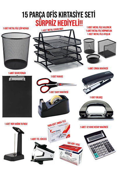 Dağtaş Kırtasiye 15 Parça Ofis Seti Ofis Kırtasiye Seti Ofis Masaüstü Set