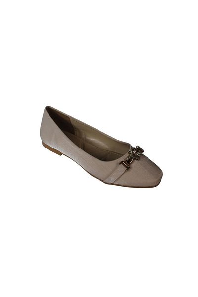 Yaz Kış Ayakkabı Yazkiş Women's Skin Satin Shiny Fabric Ballerinas with Buckle on the Top