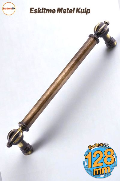 Badem10 Defne Metal Antique Mâner galben antic 128 mm Sertar de mobilier Dulap de bucătărie Mânere dulap Mâner de dulap