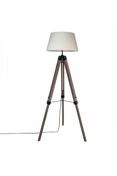 Atmosphera Créateur D'intérieur Lampă de podea Runo, lemn și material textil, albă, 65 x 59 x 145 cm, E 27, max 40 W