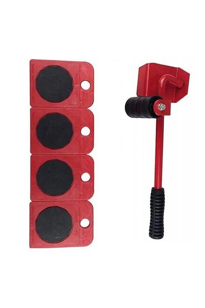 OEM Furniture lifting and moving set, maximum 150 kg, 5 pieces, red/black