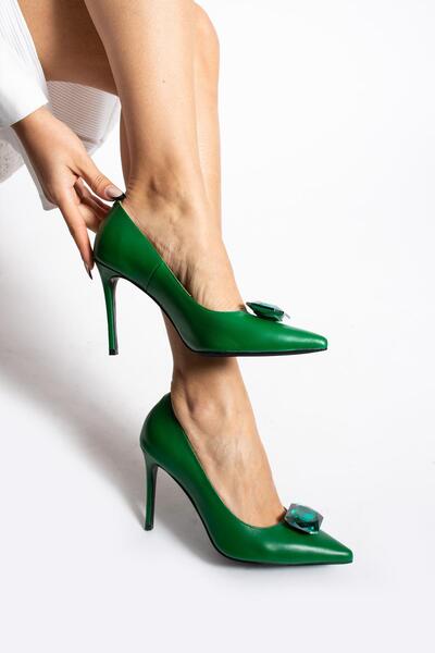 FOLLİNİ Зелена естествена кожа Siletto - Детайли за аксесоара