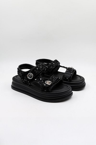 KRISTE BELL Imported Women's Stone Sequin Sandals Kb0100 Black