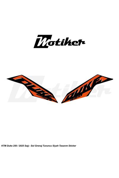 Motiker KTM Duke 250 2025 Siyah Sticker Etiket Tasarım Modeli Sağ Sol Takım S...