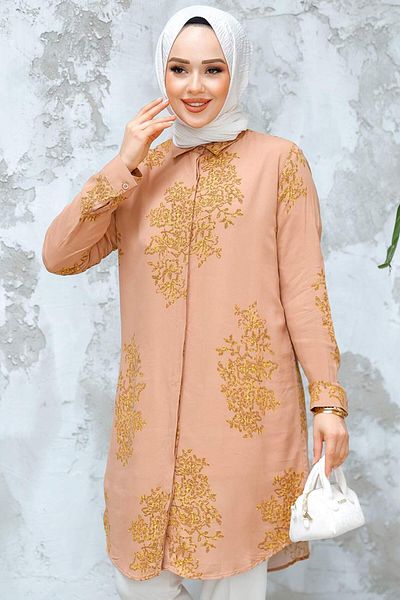 Neva Style تونيك حجاب بنقشة الجمل - 11720C
