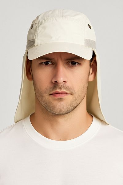 CosmoOutlet Light Beige Legionnaire Hat for Summer Enselicled Land with Uv Protection