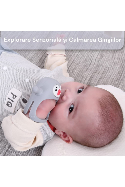 Malvys Penguin pacifier, food-grade silicone, BPA-free, 0-12 months, Gray