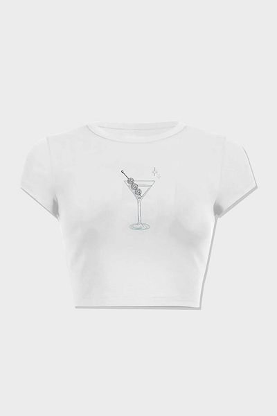3 ROPE Martini 100% Cotton Crop T-Shirt Blouse White