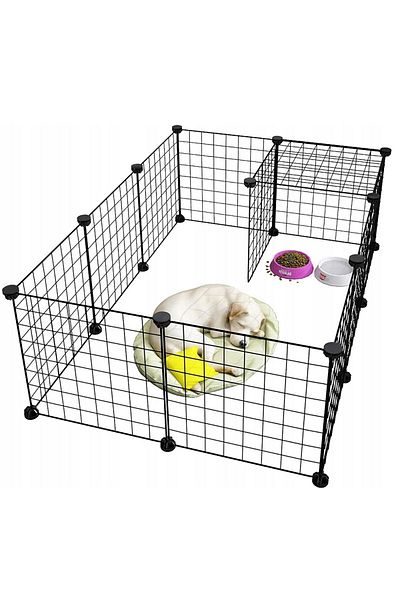 Nuxie Tarc metalic pentru animale mici, 30 cm inaltime, 90x90 cm, otel si plastic, negru