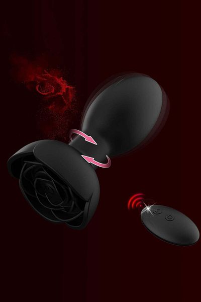 WildFashion Vibrator anal, model trandafir, cu incarcare USB si telecomanda wireless,, Negru TOY328-1