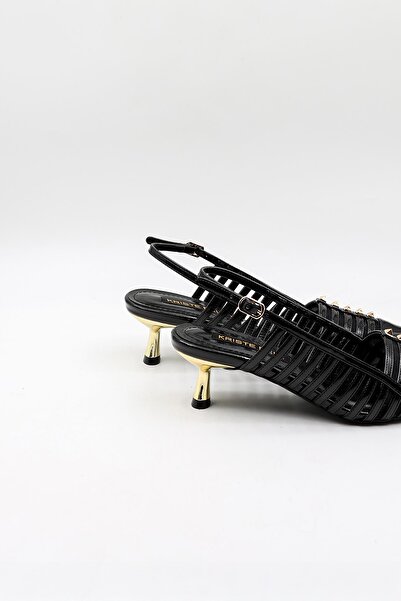 KRISTE BELL Low Heel Staple Detail Stiletto Kb5031 Black Patent Leather