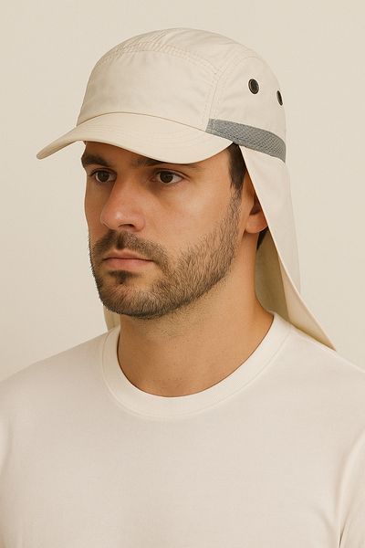 CosmoOutlet Light Beige Legionnaire Hat for Summer Enselicled Land with Uv Protection