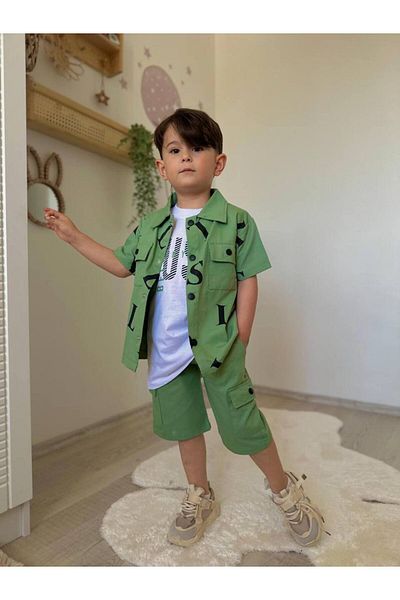 hophopçocuk Printed Men's 3-Piece Boy's Holiday Suit - Boy