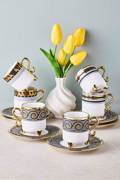 Perotti Ottoman 6-Person Porcelain Coffee Cup Set