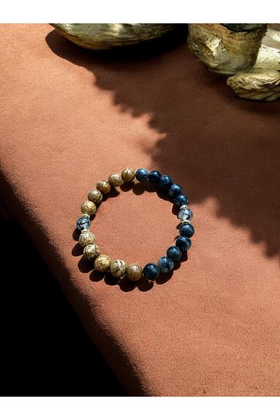 Padore Accessory Jasper, Larvakite and Veined Agate Natural Stone Men's Bracelet |   Handmade Spiritual Accessory