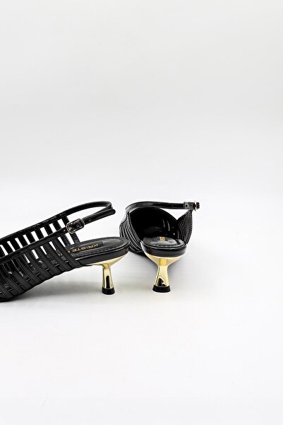 KRISTE BELL Low Heel Staple Detail Stiletto Kb5031 Black Patent Leather