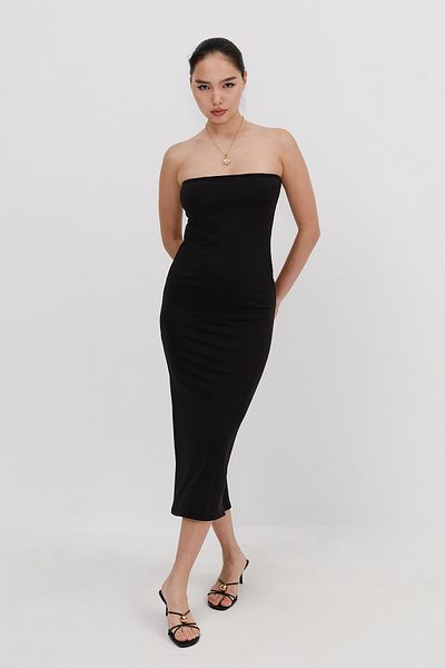 Addax Strapless Slit Dress E0359