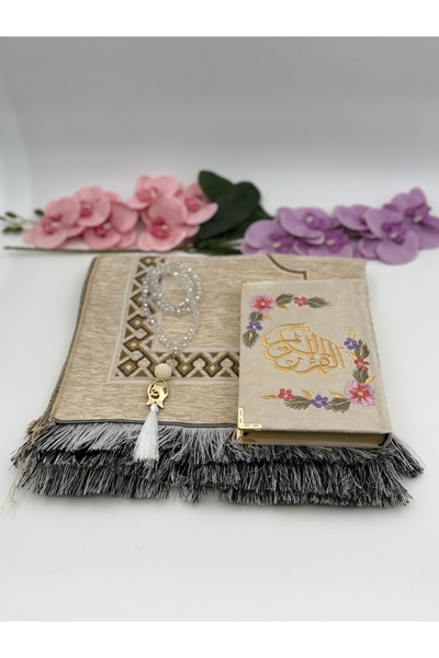 Uğurlu Hac Set de mătănii de lux din chenille cu broderie, cu cristale, pentr...