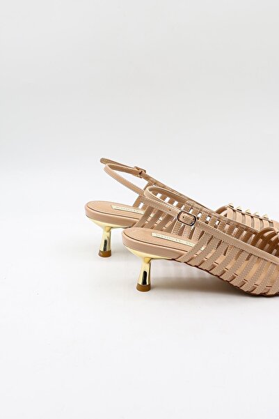 KRISTE BELL Short Heel Staple Detail Stiletto Kb5031 Beige Patent Leather