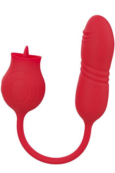 WildFashion Double vibrator with "licking" function for clitoral stimulation, Red TOY327-3