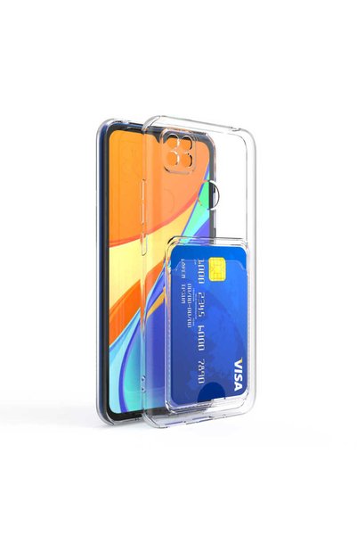 System Com حافظة Redmi 9C مع حامل بطاقة شفافة من السيليكون الشفاف SYS Setra -...