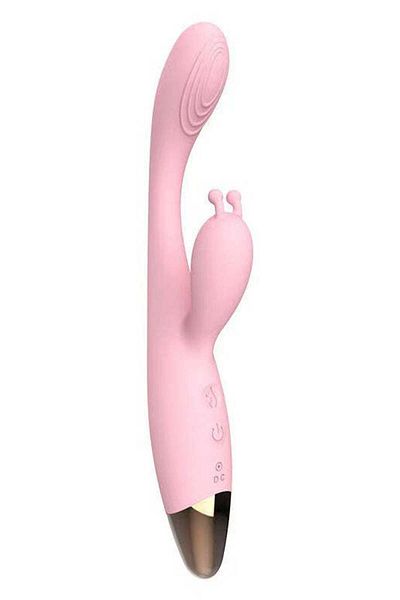 WildFashion Vibrator dublu, tip IEPURAS, cu functie de incalzire Max Pleasure, Roz TOY329-5