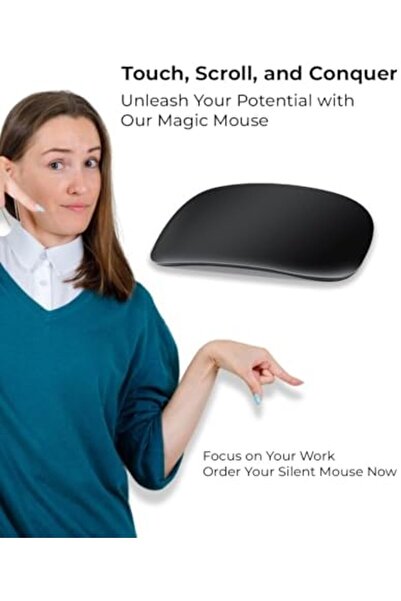 Glassology Magic Mouse - Black Multi-Touch Surface Rechargeable Wireless Touch Scroll Optical Mouse