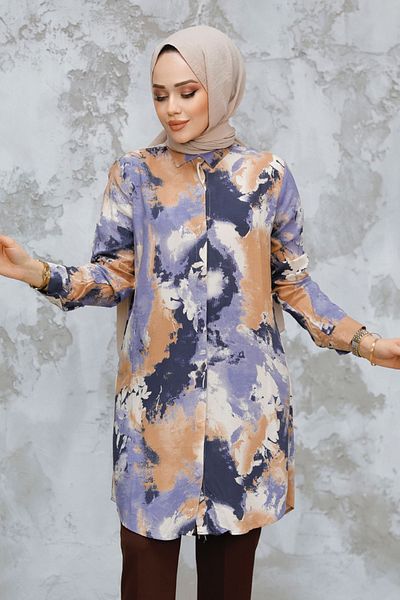 Neva Style تونيك حجاب بنقشة الجمل - 11724C