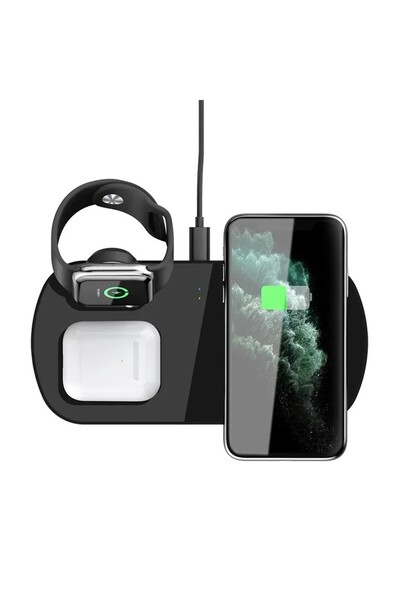 MaGeCa Statie de incarcare wireless 3 in 1 pentru iPhone / Apple Watch / AirP...