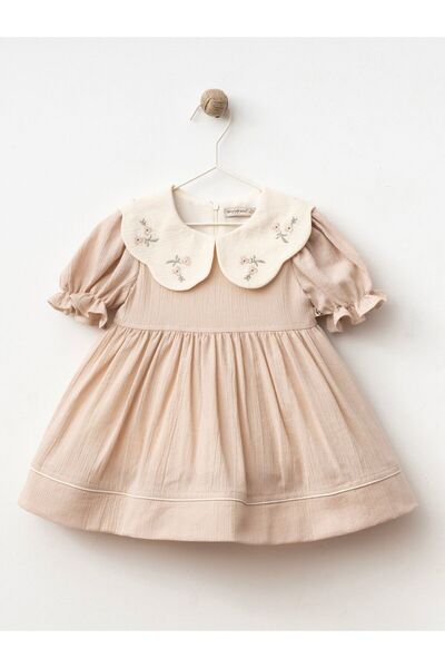 Cherrys Bebek فستان مجعد مطرز بالبابونج