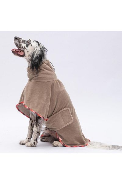 Pawstar Beige Bogota Medium and Large Breed Dog Bathrobe Dog Drying Towel