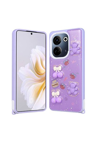 System Com حافظة Tecno Camon 20 Pro 4G غطاء SYS على شكل عجلة مع مجسمات لامعة لامعة - أخضر