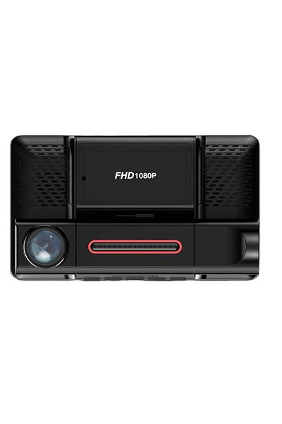 MaGeCa Triple Dash Camera, Full Hd 1080p, 3 Cameras, Front Interior Rear View, Black
