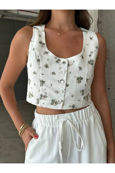 BETULAKSUBUTİK Flower Pattern Vest