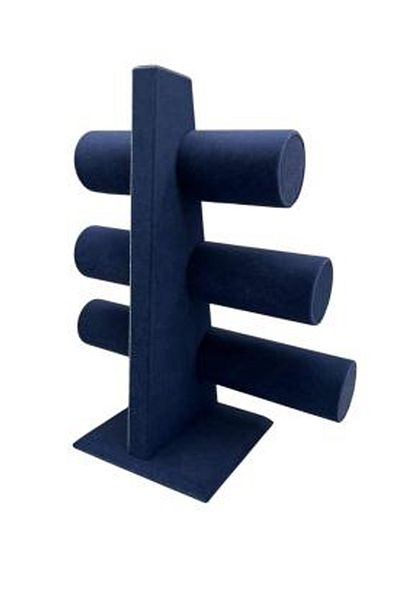 MeGass Dekor Suede Fabric Navy Blue Color Triple Stage 30/26 cm Bracelet Watch Display Stand