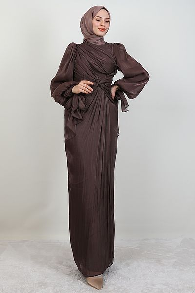 GİZ AGİYİM Βραδινό φόρεμα Orchid Silk Bitter Brown