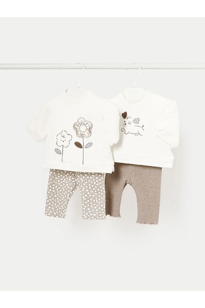 MAYORAL Girl's Set of blouse and leggings 2786 Beige