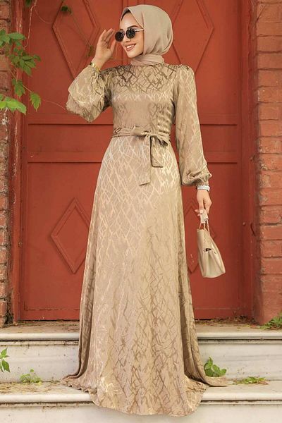 Neva Style Mink Patterned Hijab Dress - 23272V