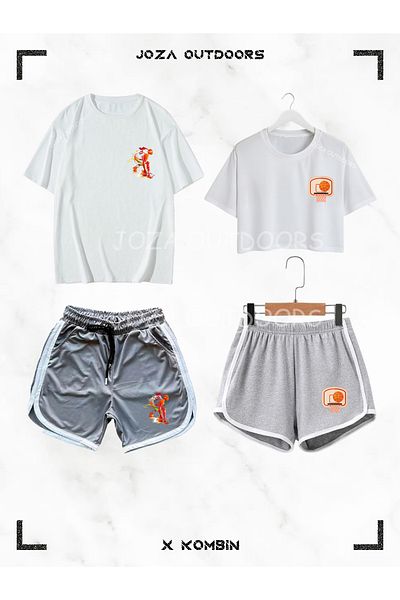 Jobia Outdoors Γυναικεία Ανδρική Μπάλα Μπάσκετ Μπάσκετ Κορνίζα με στάμπα Ζευγάρι Ζευγάρι Σορτς Σορτς 4 τεμαχίων