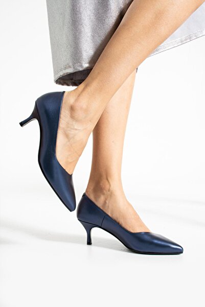 FOLLİNİ Stiletto de damă din piele naturală bleumarin